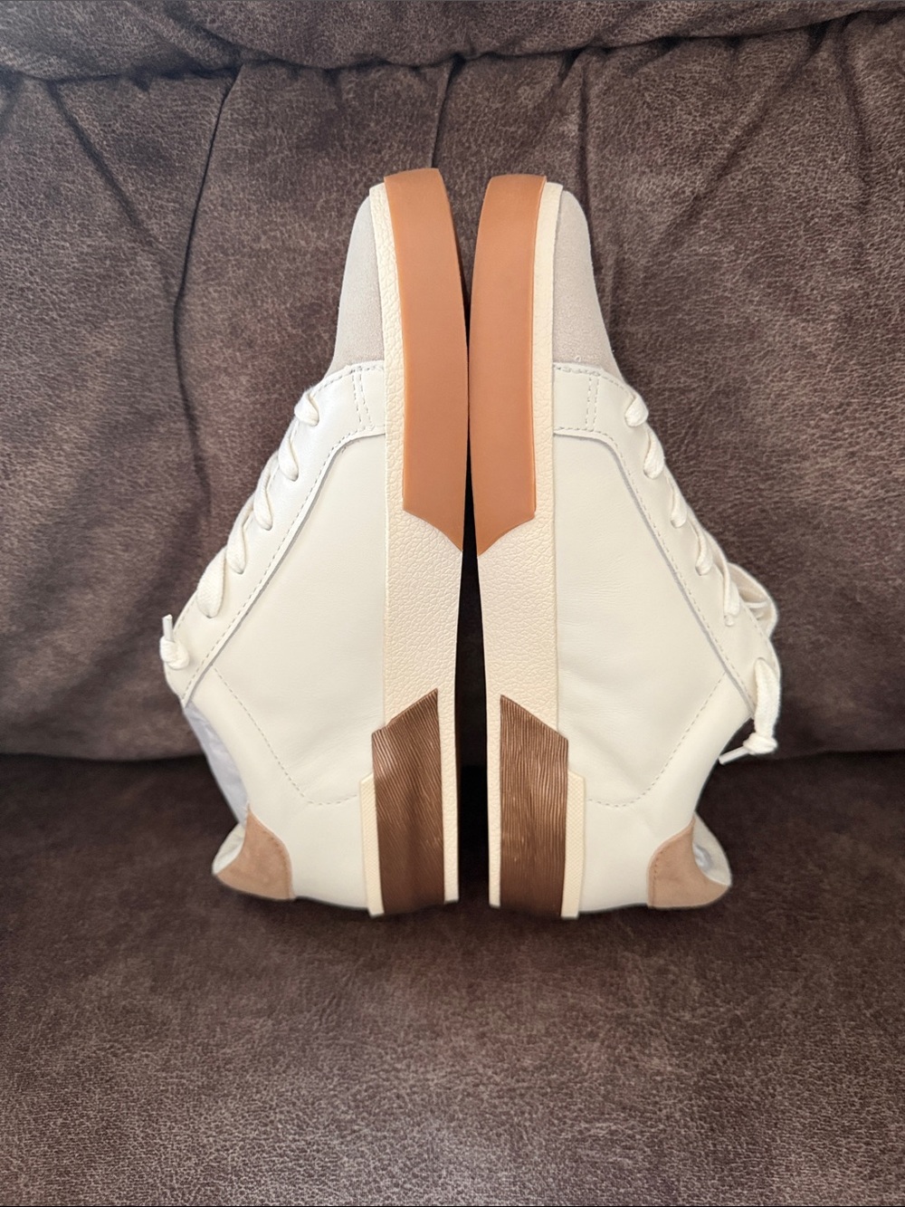 DOLCE VITA Zina Low-Top Casual Sneakers in White and Tan - Picture 3 of 6